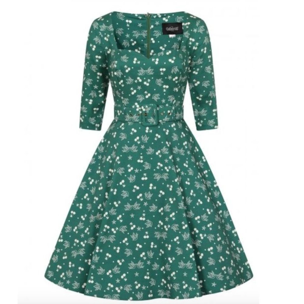 Collectif Winter 2021 Dress with Bird & Cherries Print